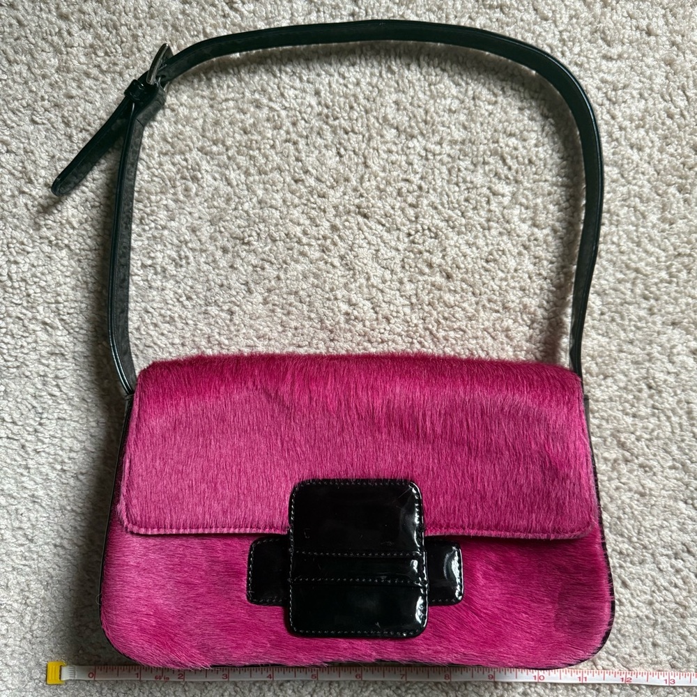 INC McBling Y2K shoulder bag purse pink hair patent leather Juicy Couture style
